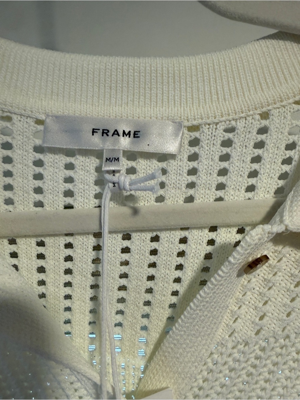 Frame Denim Cream Open-Weave Collared Cardigan - Picture 5 of 8